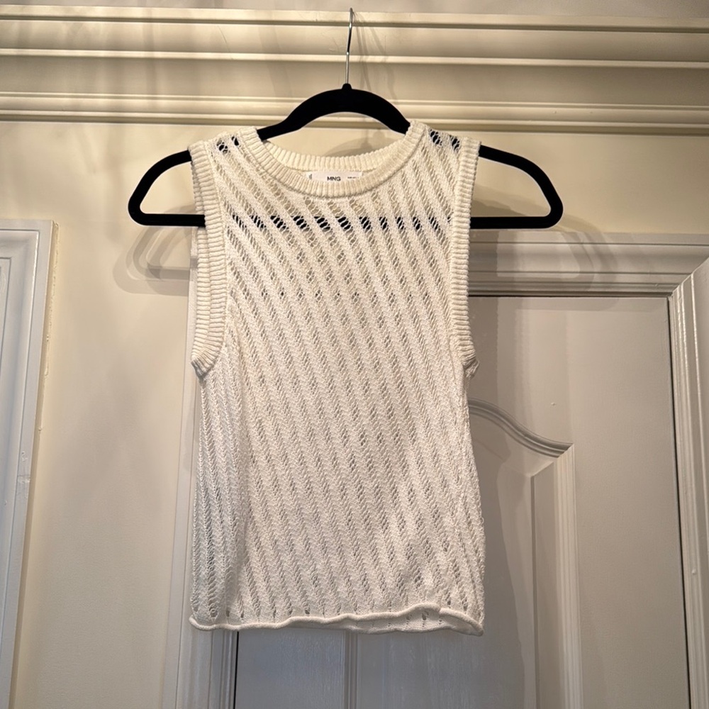 Mango White Ribbed Muscle Tee - Picture 3 of 6